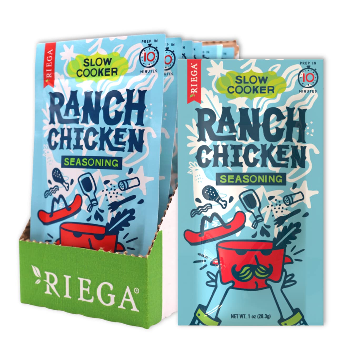 Riega Ranch Chicken Seasoning Blend, Dry Spice Mix for Slow Cooker, 1 oz Packets, 8 Count