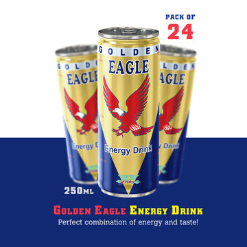 Golden Eagle Energy Drink - Enhanced Energy & Focus - 8.4 fl oz Cans (24-Pack) - Real Sugar, Perfect for Athletes & Professionals