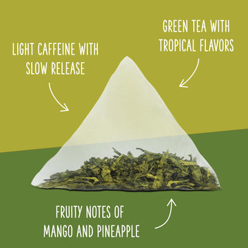 Two Leaves And A Bud Organic Tropical Green Tea, Whole Leaf Green Tea In Compostable Sachets, Sencha Green Tea For Hot Or Iced T
