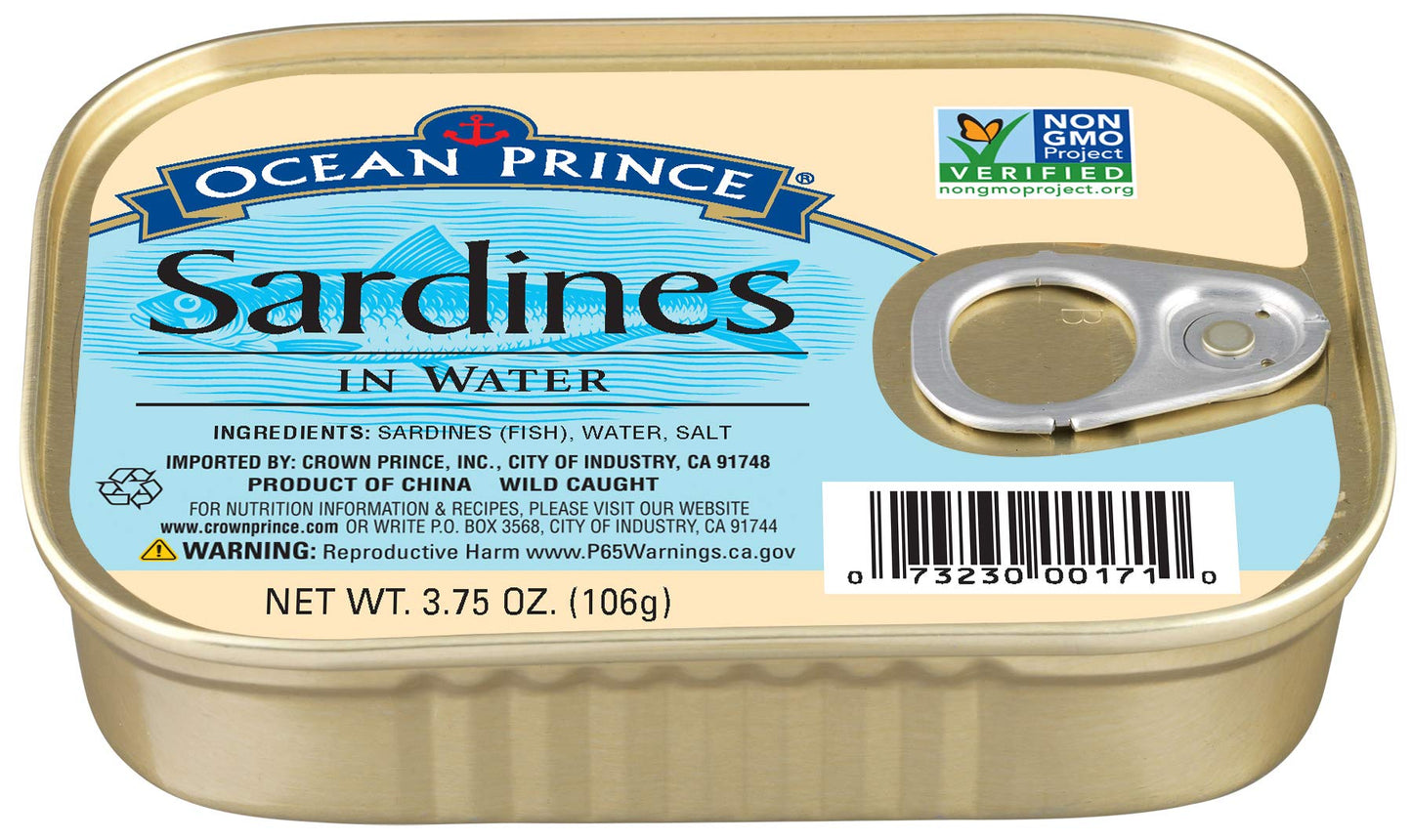 Ocean Prince Sardines In Water, 3.75 Ounce Cans (Pack Of 12)
