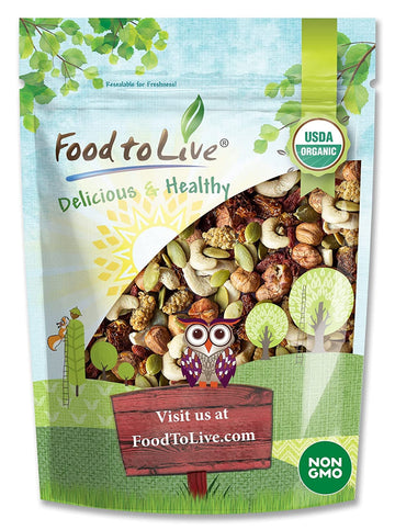 Food to Live Organic Antioxidant Trail Mix, 12 Ounces - Contains Mulberries, Goji Berries, Golden Berries, Pumpkin Seeds, Hazeln
