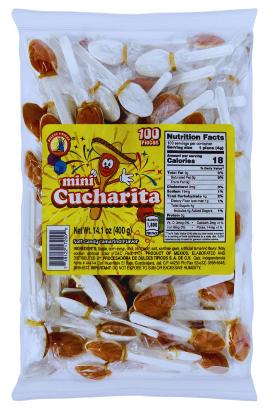 Mini Cucharita Tamarindo Spoon Candy (100 Count) - Dulces T picos Brand - Hot Candy Tamarind Mini Spoon - Mexican Candy