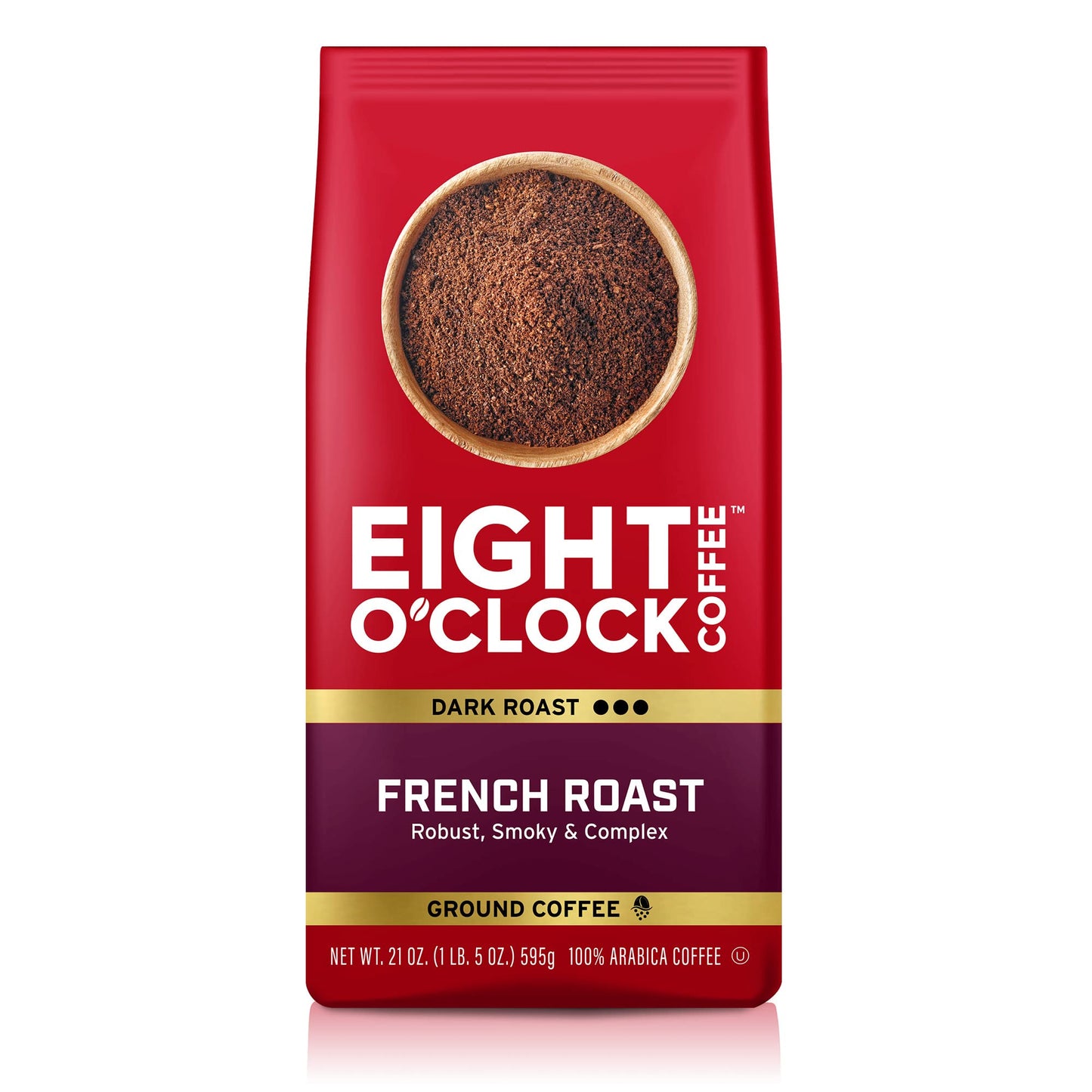 Eight O'Clock Coffee French Roast, 21 Ounce Dark Roast Ground Coffee Robust, Smoky & Complex, 100% Arabica