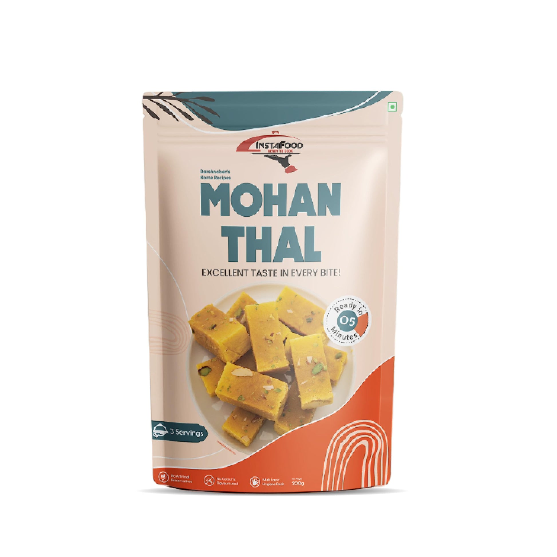 Instafood Mohanthal | Ready To Cook Indian Gujrati Sweet | Ready To Eat Sweet | 3-4 Servings | Pack Of 1 (200G)| Zip Lock Packag