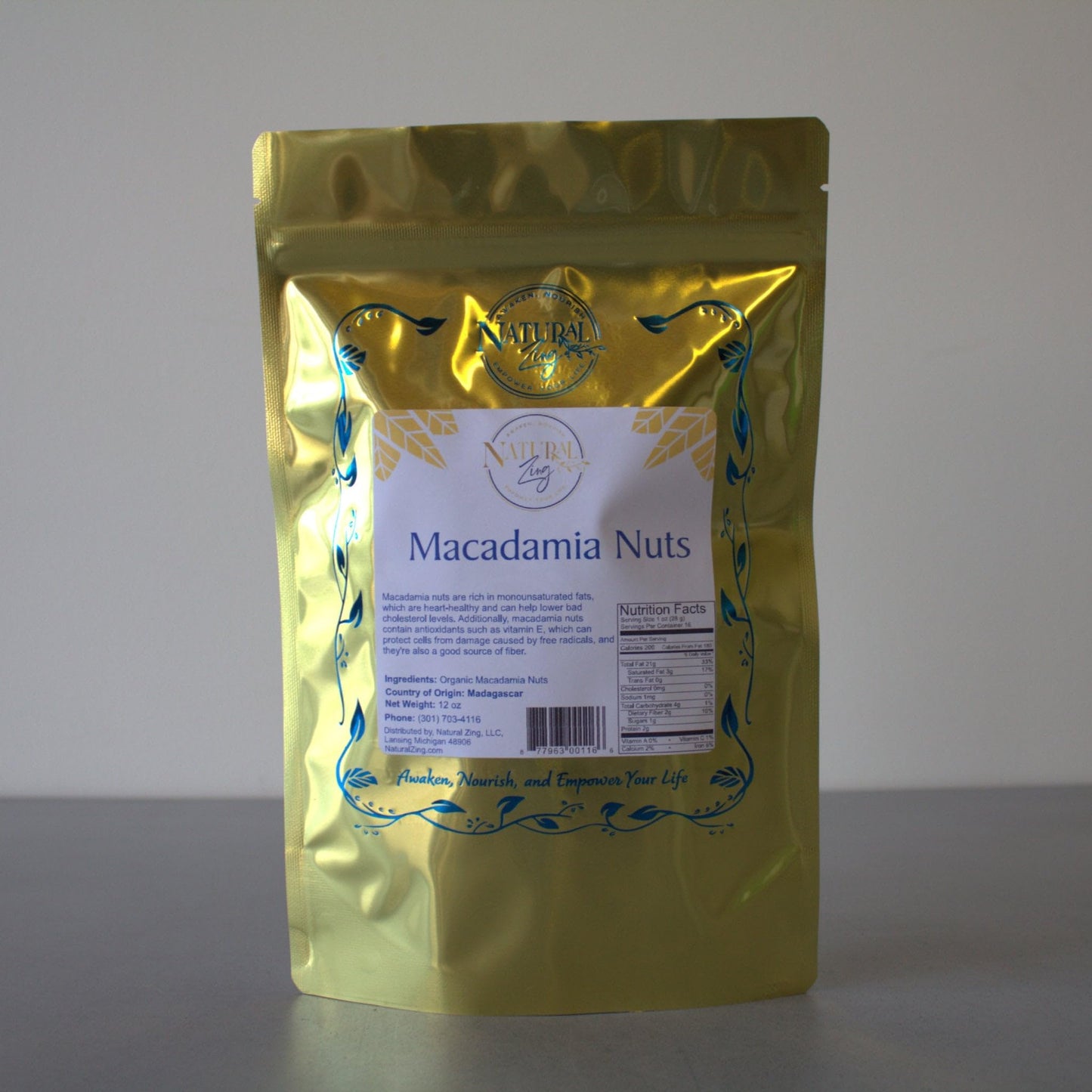 Natural Zing 100% Pure Macadamia Halves and Wholes | (Raw, Organic) | Vitamin E | No Additives, Fillers, Preservatives | Hawaii