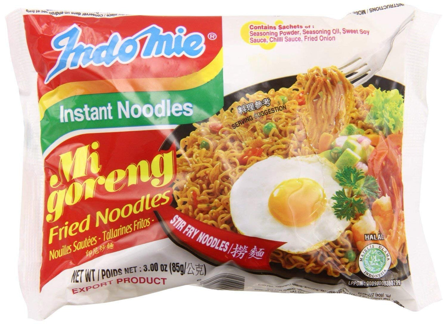 Indomie Mi Goreng Instant Stir Fry Ramen Noodles, Halal Certified, Original Flavor (20-Pack)