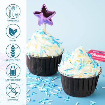 Blue and White Jimmies Sprinkles for Baking 7 oz - Winter Sprinkles for Cookies, Cakes, Cupcakes, Ice Cream, Chocolate | Perfect