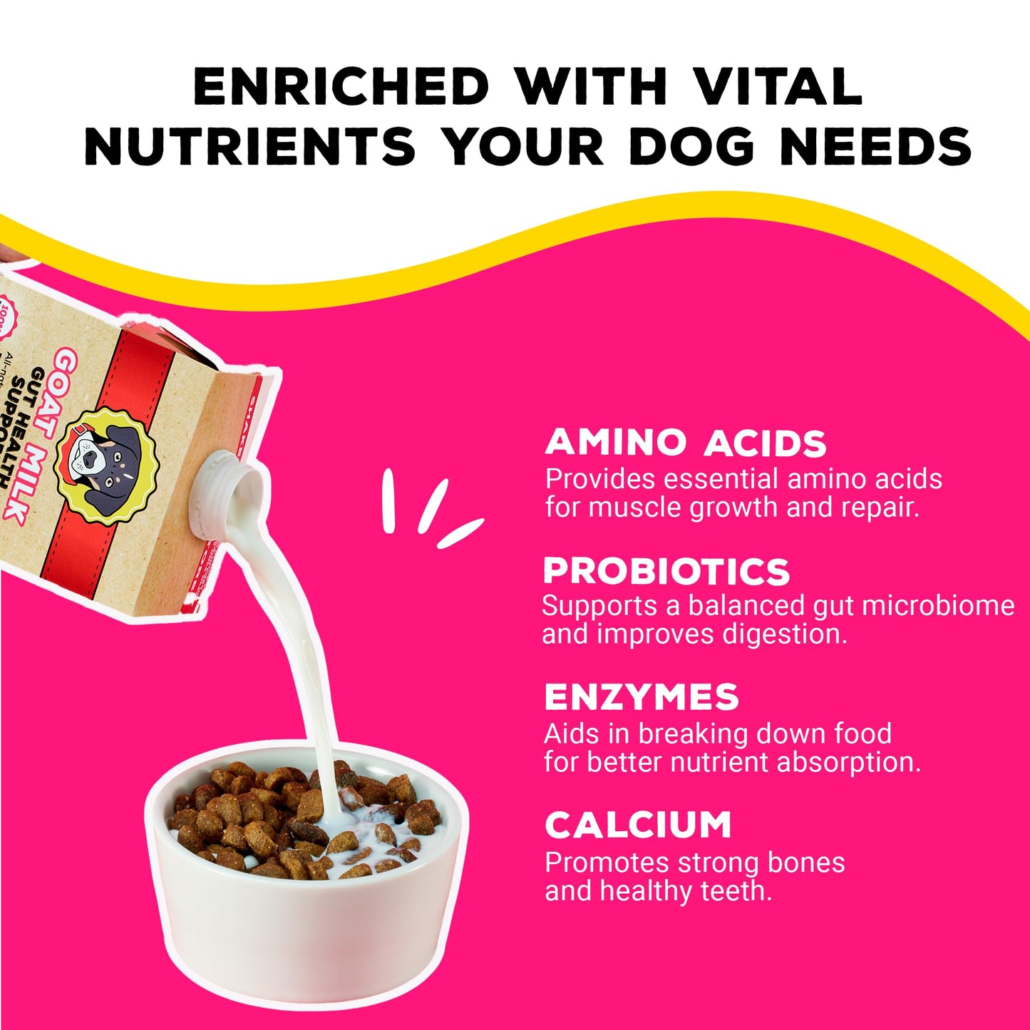 Brutus Bone Broth Goat Milk Meal Topper for Dogs & Cats - Digestive Support, Low-Lactose, 16 Fl Oz (Pack of 6)