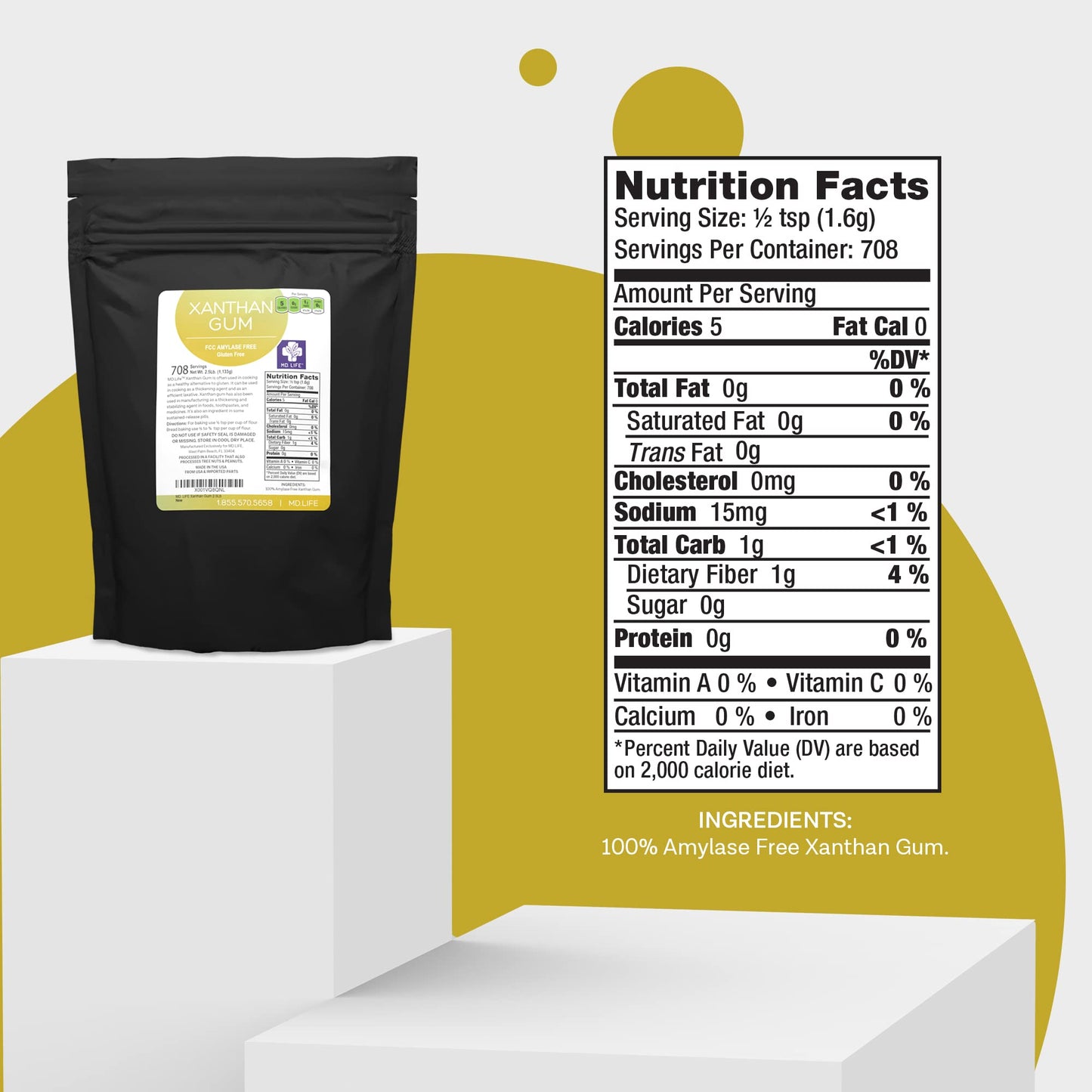 Md. Life Xanthan Gum For Baking Keto - 2.5 Pounds - 100% Natural Xanthan Gum Powder - Keto Friendly & Gluten Free - Carb Free Xa