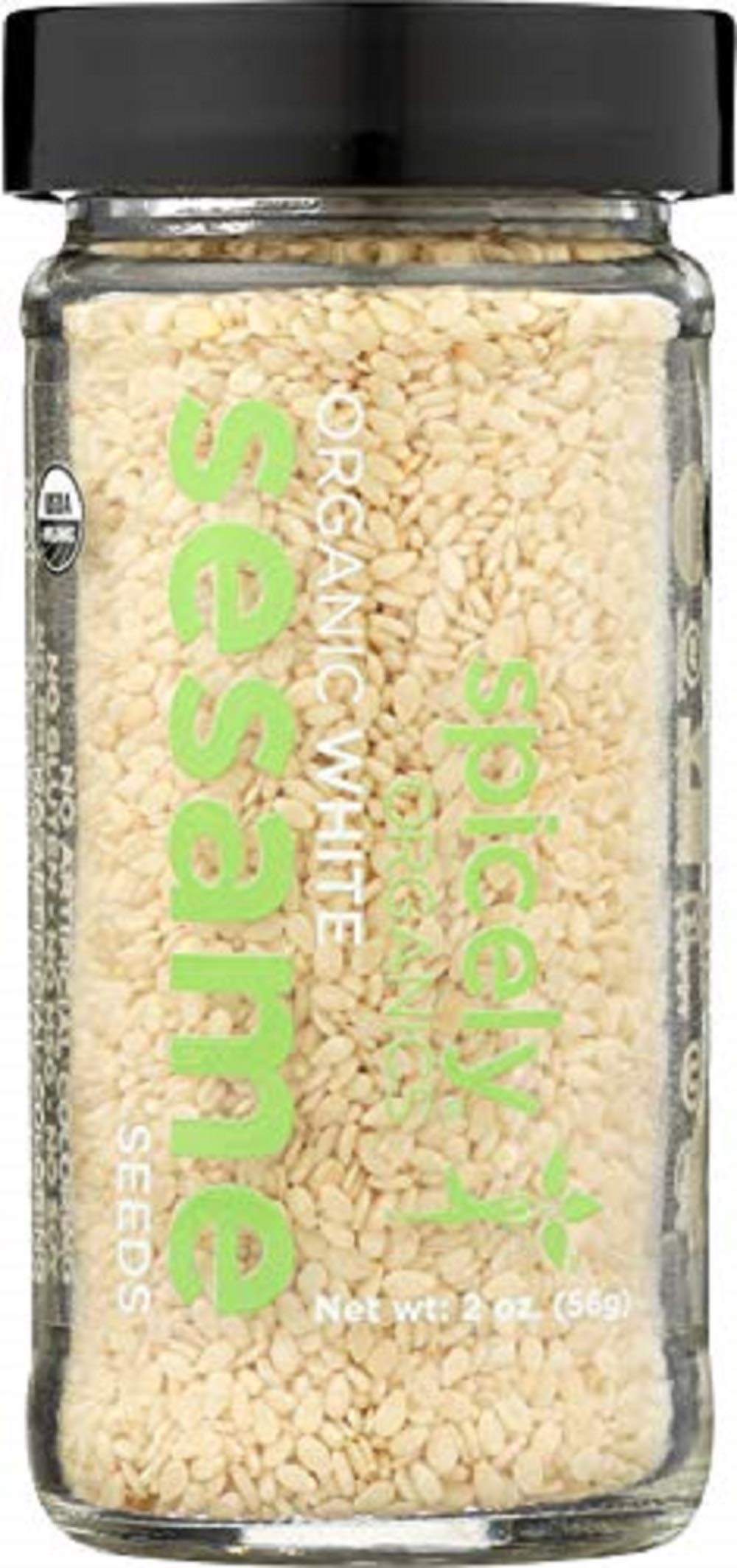 Spicely Organic Sesame Seeds White Whole 2.00 Ounce Jar Certified Gluten Free