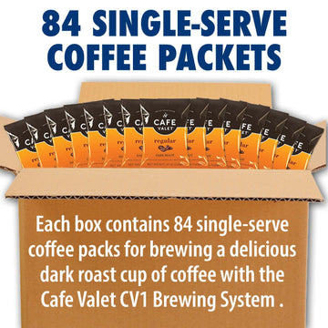 Caf Valet Regular Dark Roast Single Serve Coffee Packets - 84 Count - For Use With Caf Valet Single Serve Cofee Makers - Dis