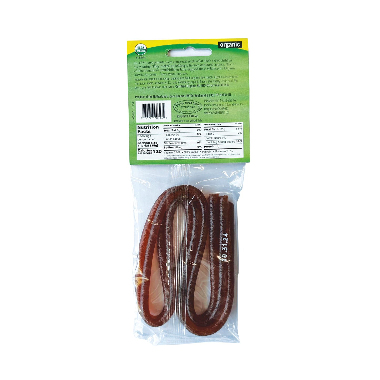 Candy Tree Organic Lariats 4 Pack 75 Grams | Your Tasty Natural Choice | Wheat Free | Gluten Free | Natural | Certified Organic
