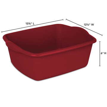 Tribello Plastic Wash Tub Dishpan Basin And Foot Bath For Soaking Feet, Laundry Hand Wash Bucket, Dish Pans For Washing And Storage Cleaning Supplies - 12 Quarts - Heavy Duty - Made In Usa (Red)