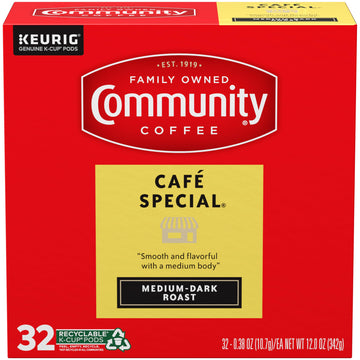 Community Coffee Caf Special, Medium-Dark Roast, Single-Serve Keurig K-Cup Pods, 32 Count (Pack Of 4)