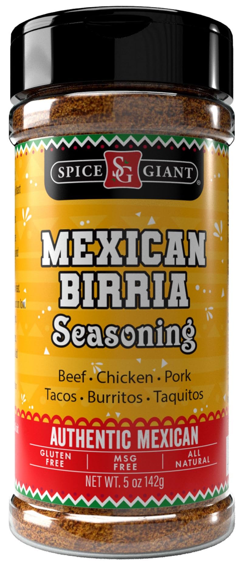 Mexican Birria Seasoning 5 Oz | Mexican Spice | All Purpose Beef Chicken Pork & More Seasoning | Tacos | Burritos | Fajitas | Consome I Authentic Blend. Spice Giant Brand