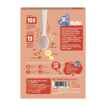 Slurrp Farm No Sugar, No Salt Ragi, Almond And Banana Cereal | 100% Sprouted Ragi | Healthy Cereal | No Milk | No Preservatives,