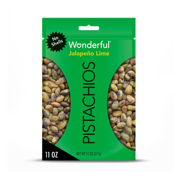 Wonderful Pistachios No Shells, Jalapeo Lime Flavored Nuts, 11 Ounce Resealable Bag, Protein Snacks, Gluten Free, Healthy Snacks