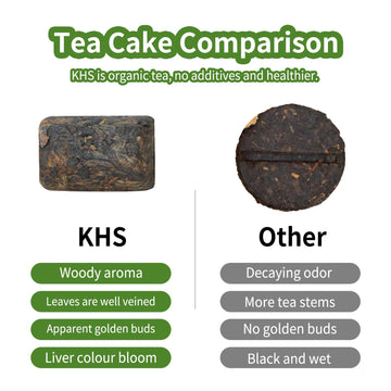 Khs Organic Ripe Pu Erh Tea Brick, 4.5 Oz Usda Certified Organic Puerh Tea Cake, No Dust Production Workshop, Aged Fermented Pu