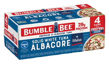 Bumble Bee Solid White Albacore Tuna In Water, 5 Oz Can (Pack Of 4) - Wild Caught Tuna - 29G Protein Per Serving, High In Omega-3S - Non-Gmo Project Verified, Gluten Free, Kosher