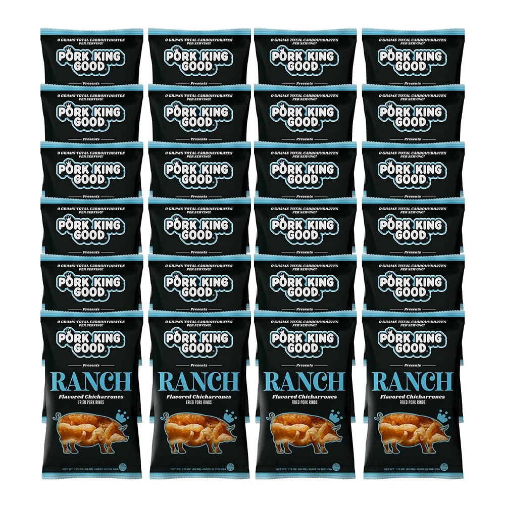 Pork King Good Ranch Pork Rinds (Chicharrones) (24 Pack) Keto Snacks