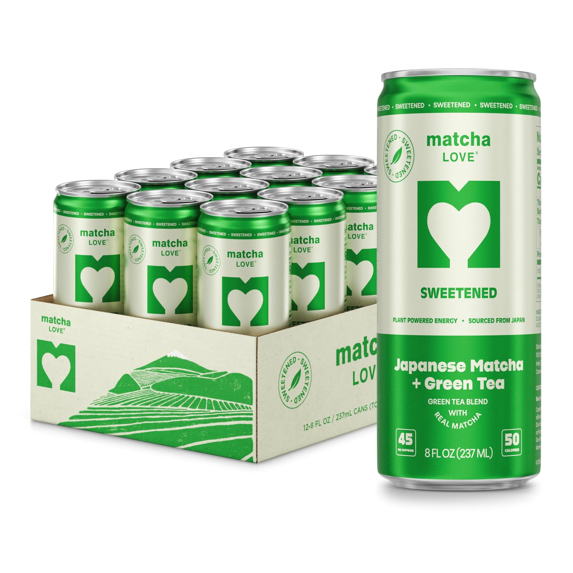 matcha LOVE Matcha + Green Tea, Sweetened, 8 Ounce (Pack of 12)