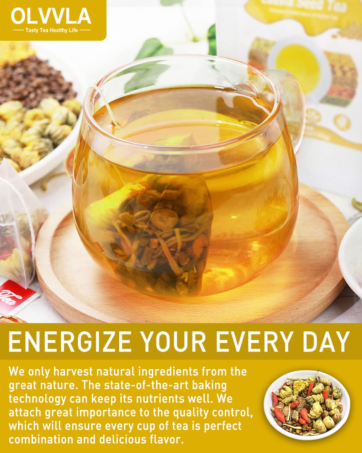 Olvvla - Liver Care Tea - 6G X 20 Count Tea Bags - Chrysanthemum Cassia Seed Tea For Healthy Liver - Daily Liver Nourishing Tea