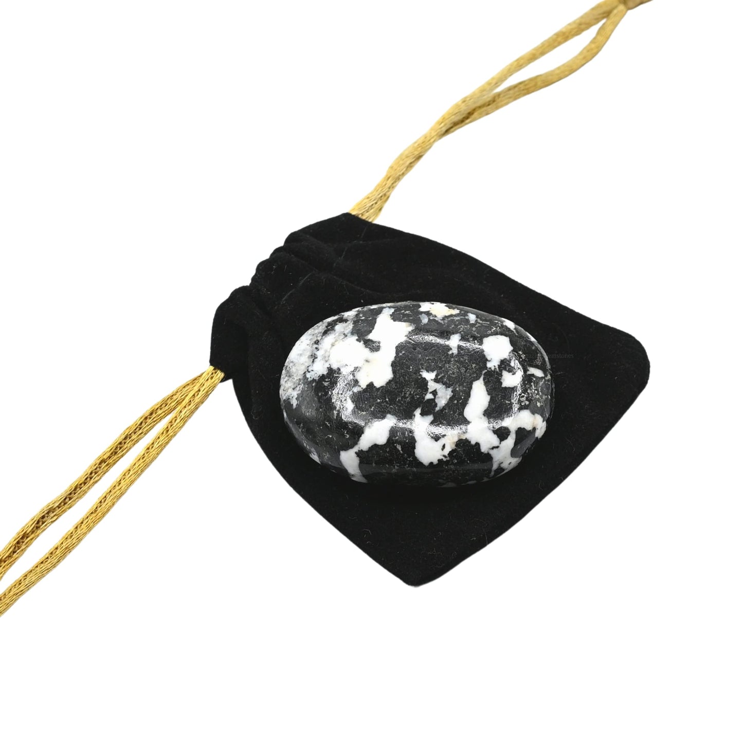 Black And White Tourmaline Palm Stone - Pocket Massage Worry Stone For Natural Body Chakra Balancing, Reiki Healing And Crystal