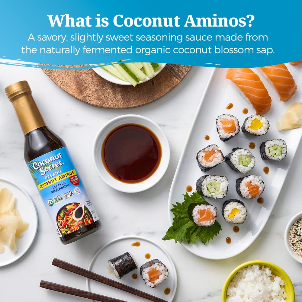 Coconut Secret Organic Coconut Aminos Variety 3 Pack. Soy Free, Low Sodium Coco Liquid Aminos Stir Fry Sauce. Original, Spicy, A