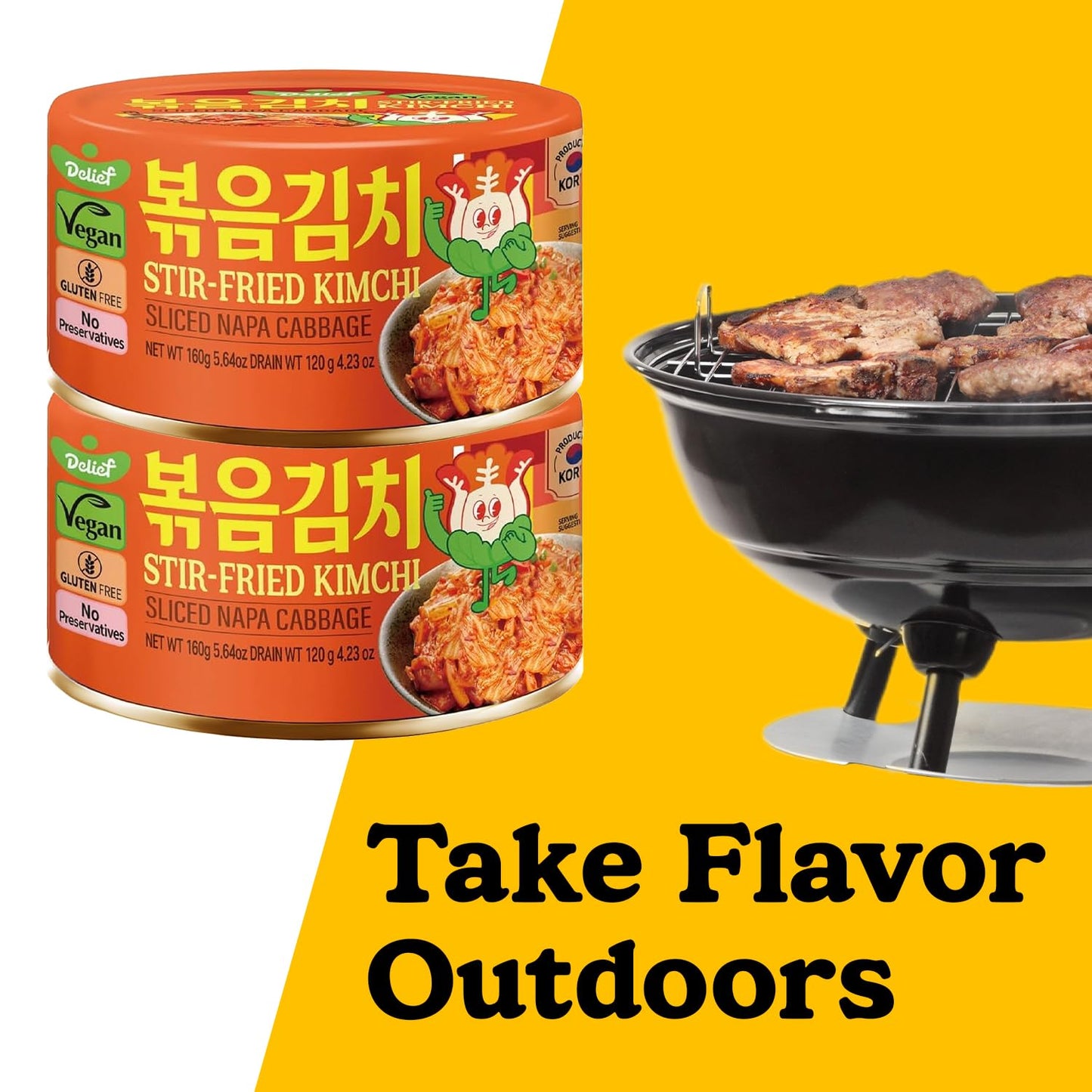 Delief Stir-Fried Cabbage Kimchi - Authentic Korean Cabbage, Vegan, Gluten-Free, Shelf-Stable Canned, No Preservatives, 5.64 Oz/