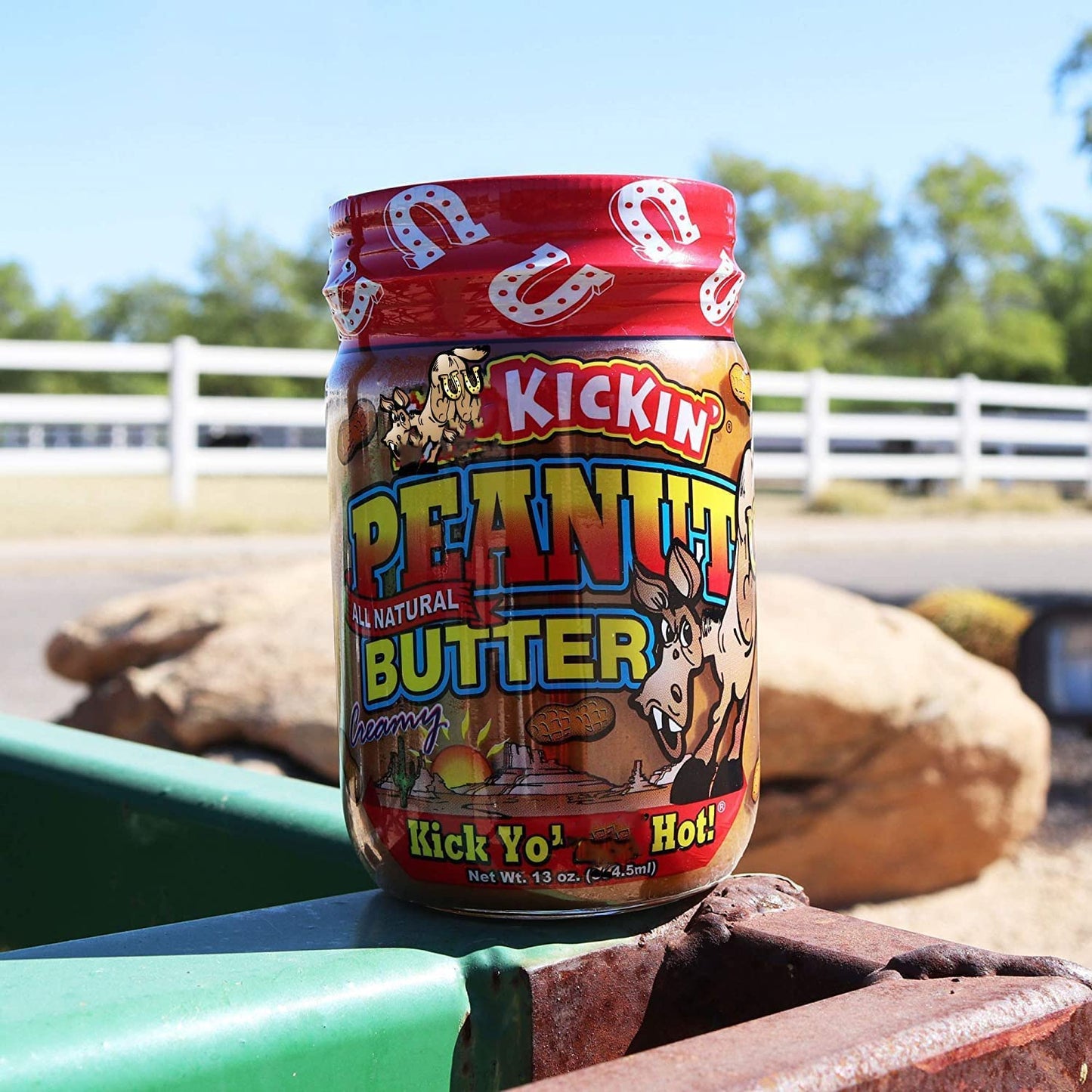 Kickin' Creamy Peanut Butter With Habanero Pepper - 13 Ounces - Premium Gourmet All Natural Spicy Peanut Butter - Perfect Snack