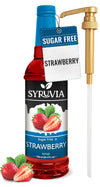 Syruvia Sugar Free Strawberry Syrup With Syrup Pump Dispenser - Strawberry Syrup Flavor, 25.4 fl oz - Perfect for Cocktails, ice