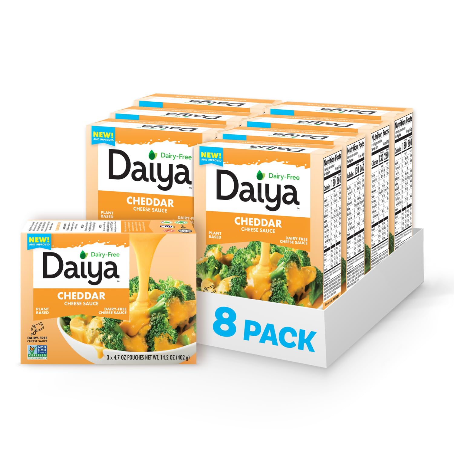 Dairy Free Cheddar Cheese Sauce, Plant Based Rich, Creamy, Cheesy Sauce, 14.2 oz (Pack of 8)