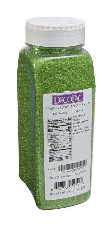 DecoPac Sanding Sugar, Lime Green Edible Sugar Sprinkles, Edible Sanding Sugar in Handheld Container, Sugar Sprinkle Mix For Cel
