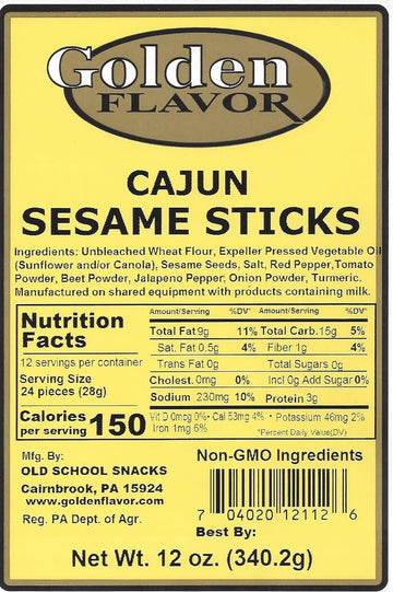 Golden Flavor Sesame Sticks - Cajun - 3 Pounds Total - (4) 12 Ounce Bags