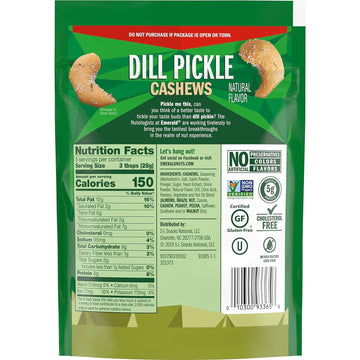 Emerald Nuts, Dill Pickle Seasoned Cashews, 5 Oz, Resealable Bag (Pack Of 2)