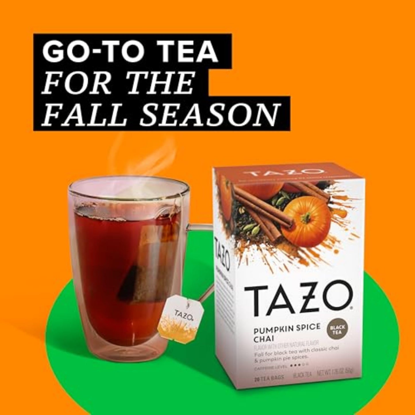 TAZO Pumpkin Spice Chai Tea Bags, Black Tea, 20 Count (Pack of 6)