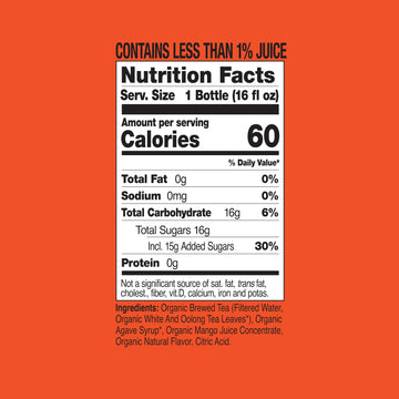 Just Ice Tea Organic Iced Tea, 16 Fl Oz Glass Bottles (Mango White Tea, Pack Of 12)