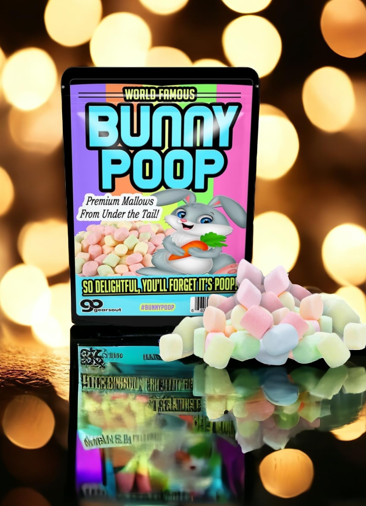 Gears Out Bunny Poop Mallows Candy - Colorful Marshmallows for Easter Basket Pranks, Fun Gag Gift for Teens and mature-themeds
