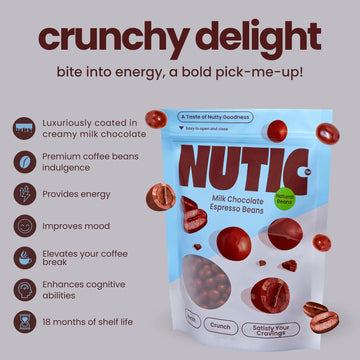 Nutic Gourmet Milk Chocolate Espresso Beans - 5Lb, Roasted Coffee Beans Covered In Milk Chocolate - Bulk Chocolate Espresso Cand