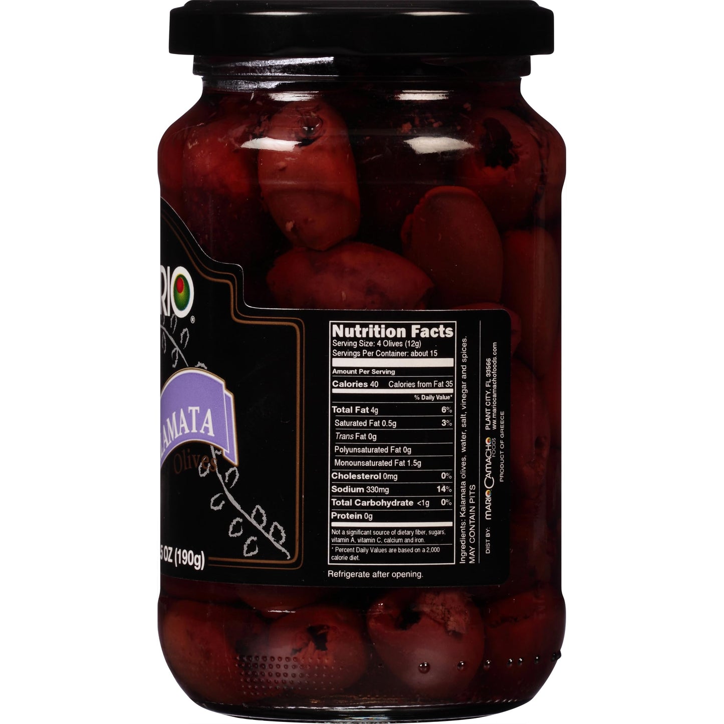 Mario Camacho Foods Pitted Kalamata Mediterranean Olives, 6.50 Ounce
