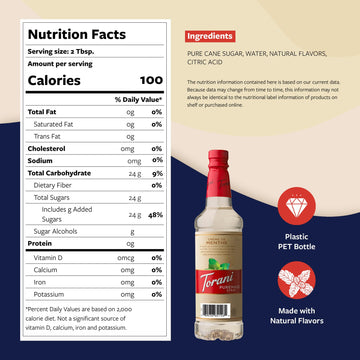 Torani Puremade Syrup, Crme De Menthe Flavoring, Perfect For Lattes, Iced Coffees, And Milkshakes, Pump Included, 25.4 Oz