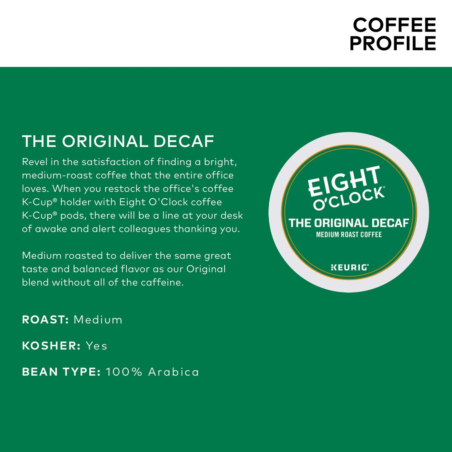 Eight OClock Coffee Decaf Medium Roast K-Cup Pods, 48 Count