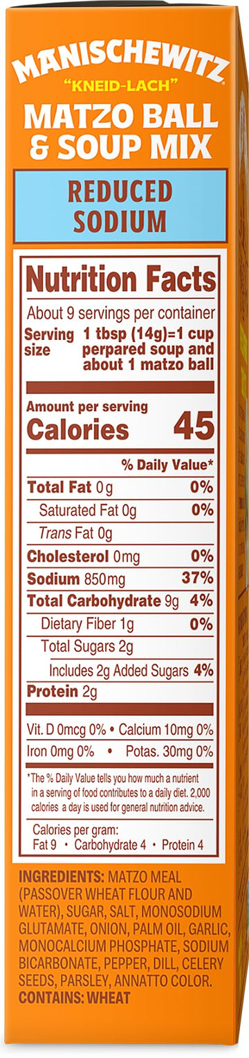 Manischewitz Reduced Sodium Matzo Ball & Soup Mix 4.5Oz (3 Pack), Kosher For Passover, No Artificial Colors Or Preservatives