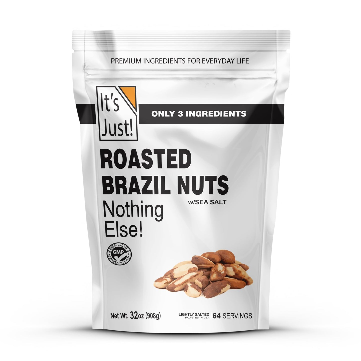 It s Just - Brazil Nuts, 2lbs, Product of Peru, Roasted & Salted, Packaged in USA (Roasted/Sea Salted, 2 Pound (Pack of 1))