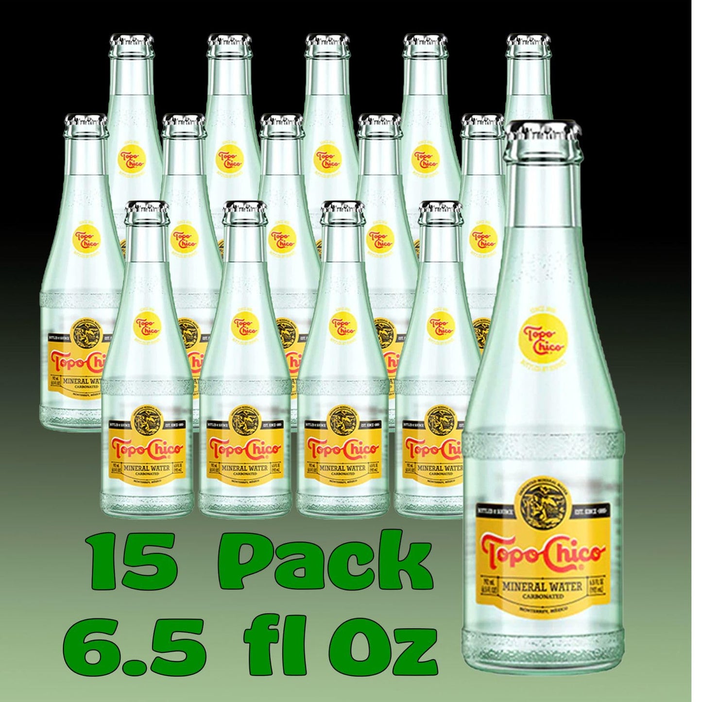 Topo Chico Natural Mineral Water Imported from Mexico 6.5 fl oz Glass Bottle 15 Pack