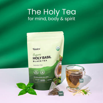 Teaniru, Holy Basil Black Tea - 30 Count | For Overall Mental Well-Being | Rich In Vitamin C, K, A & Adaptogenic Properties | Yo
