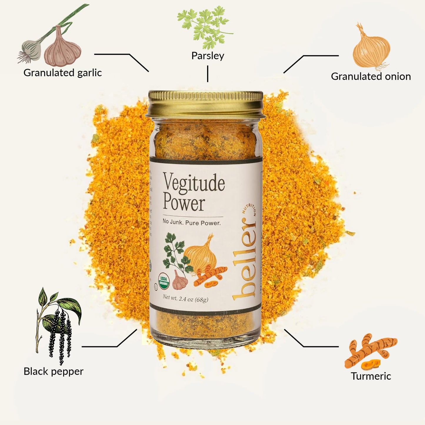 Rachel Beller Nutrition Power Spicing - Vegitude Power - 2 Oz - All Organic