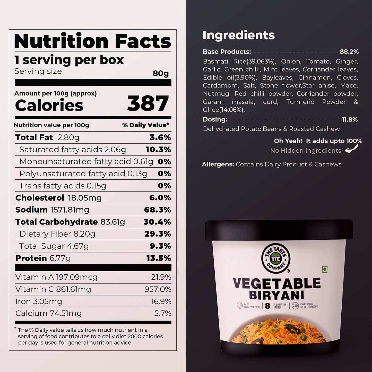 Thetastecompany Veg Biryani - Ready To Eat | Instant Food | Taste Company (Pack Of 3)