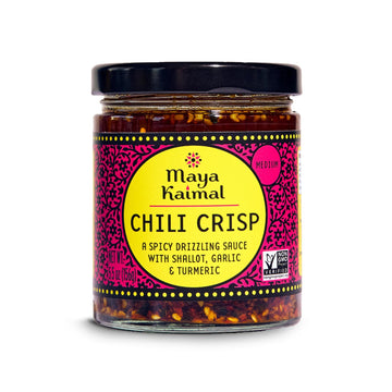 Maya Kaimal Chili Crisp, Medium Heat - Indian Tarka-Style Oil with Fried Garlic, Shallots & Chili Flakes - Pan-Asian Condiment f