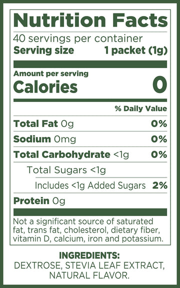 Pure Via Stevia Sweetener Packets, Sugar Substitute, Natural Sweetener, No Erythritol, Zero Calorie Natural Sweetener Packets, 4